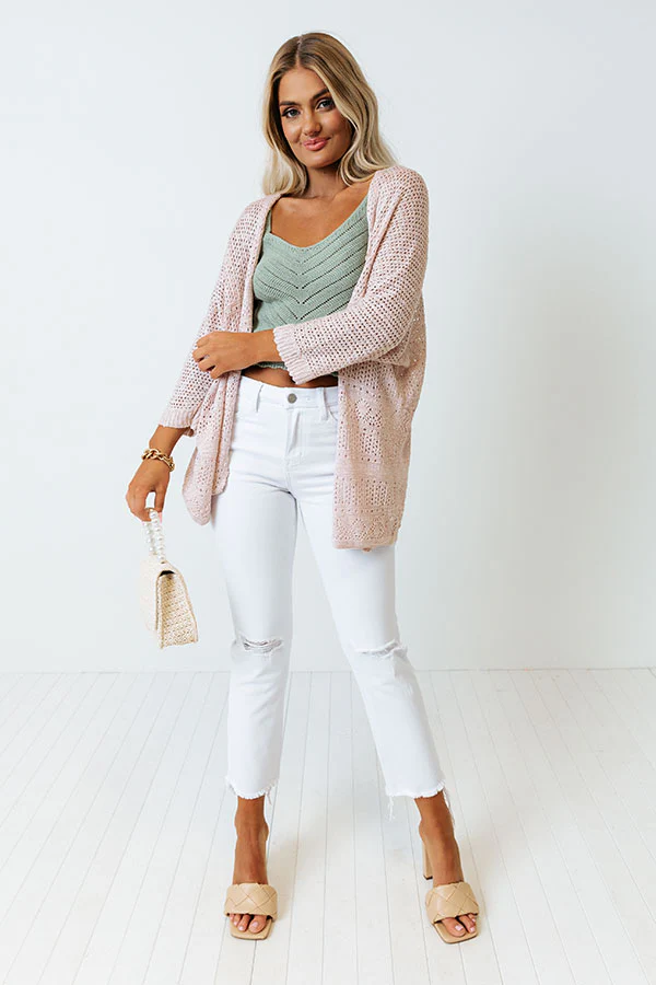 Keep At Bay Knit Cardigan In Blush - Image 3