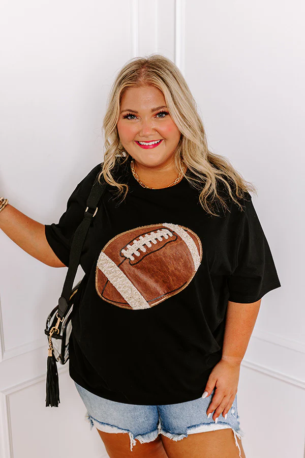 Kickoff Cutie Embroidered Oversized Tee in Black Curves - Image 6