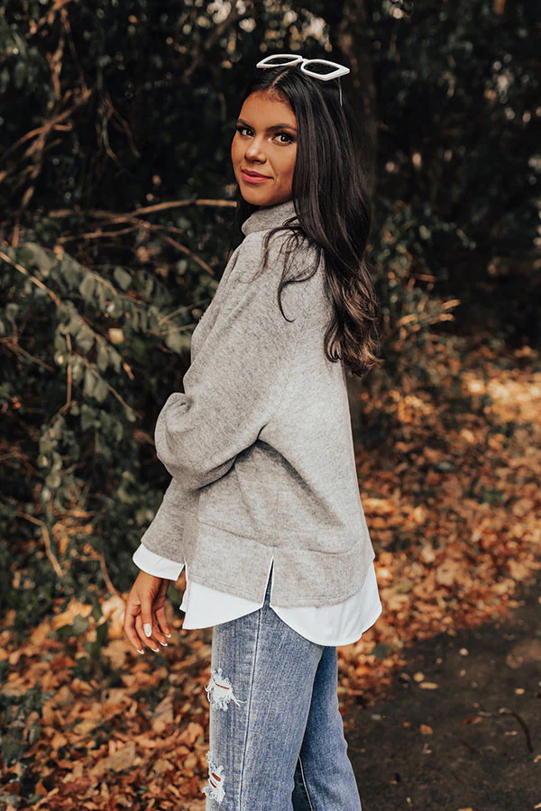 Leaf Lined Drive Sweater Top in Grey - Image 7