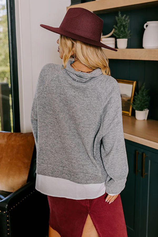 Leaf Lined Drive Sweater Top in Grey Curves - Image 4