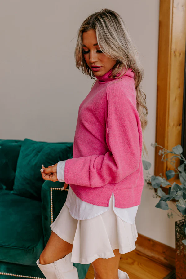 Leaf Lined Drive Sweater Top in Pink - Image 3