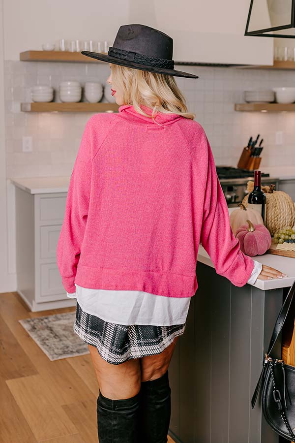 Leaf Lined Drive Sweater Top in Pink Curves - Image 4