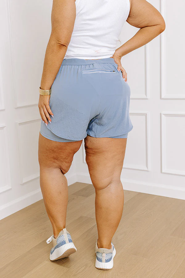 Light Jog Shorts In Airy Blue Curves - Image 4