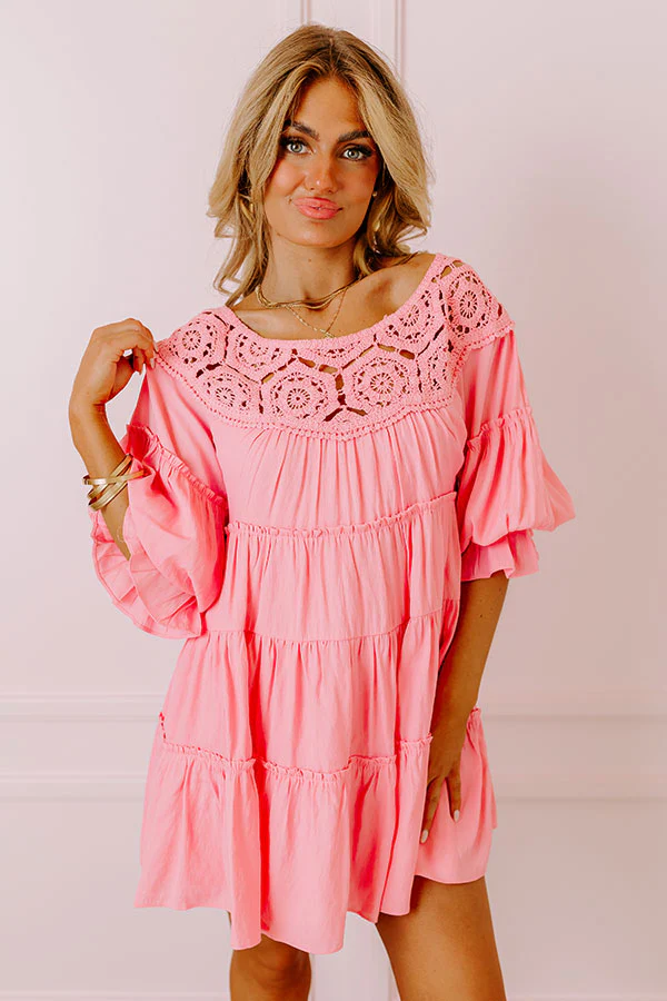 Little Coastal Town Tunic Dress in Pink - Image 5