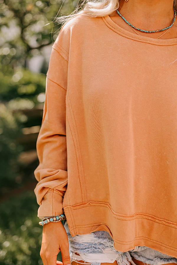 Lounging Around Mineral Wash Sweatshirt In Camel - Image 2