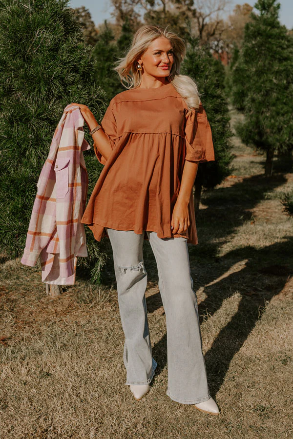 Lovely Tokens Mini Tunic Dress In Rust - Image 5