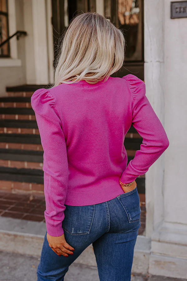 Lovely Tokens Sweater Top In Hot Pink - Image 3