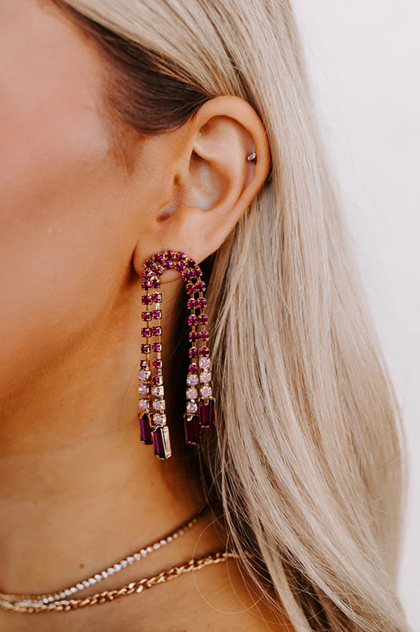 Luxe Feeling Earrings in Fuchsia - Image 4