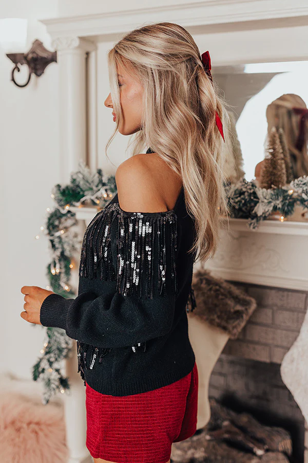 Make A Statement Fringe Sequin Sweater - Image 3