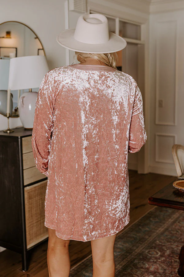 Midnight Kiss Velvet Mini Dress In Blush Curves - Image 4