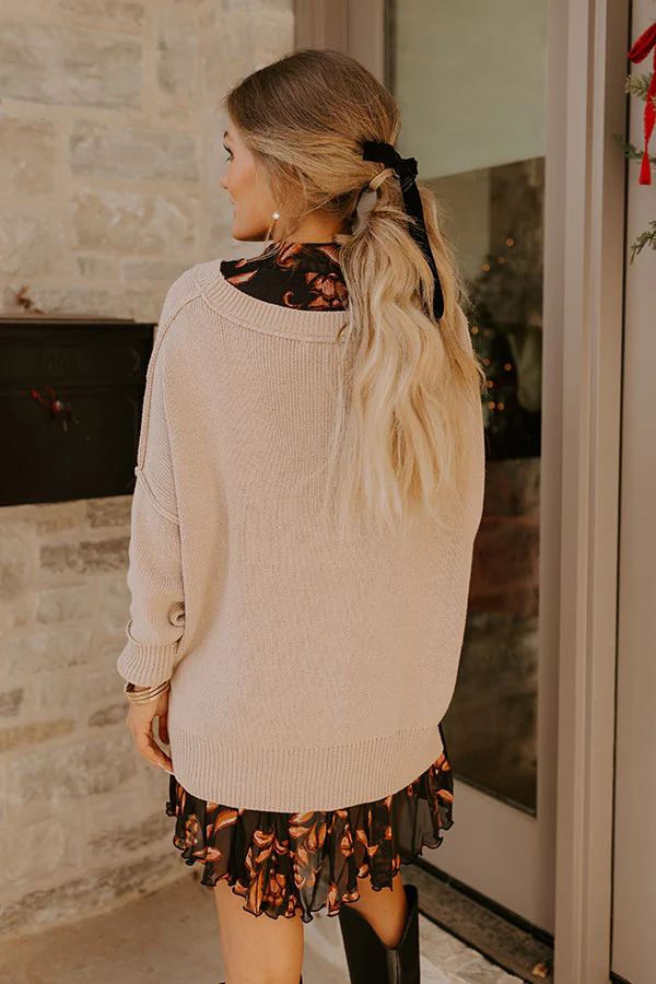 Mind Your Manners Knit Sweater In Taupe - Image 4