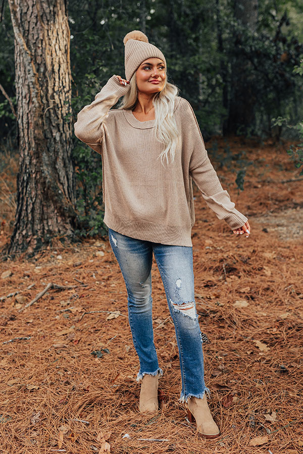 Mind Your Manners Knit Sweater In Taupe - Image 5