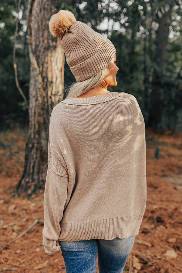 Mind Your Manners Knit Sweater In Taupe - Image 7