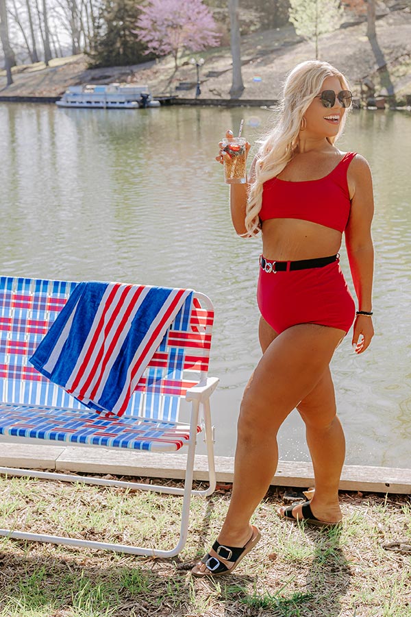 Moon River Bikini Top in Red Curves - Image 2