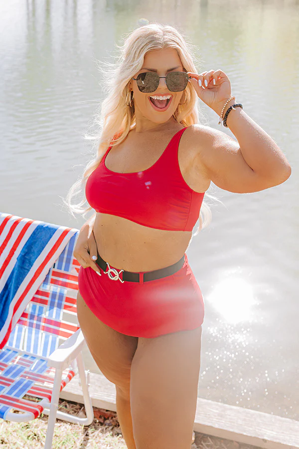 Moon River Bikini Top in Red Curves - Image 6
