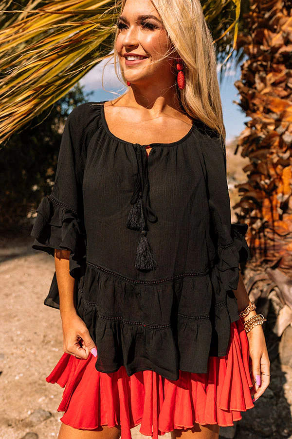 Moonlit Cabana Shift Top In Black - Image 8