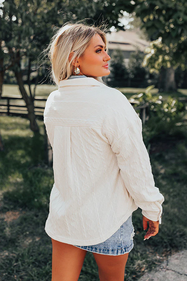 More To Say Cable Knit Light Weight Jacket In Ivory - Image 4