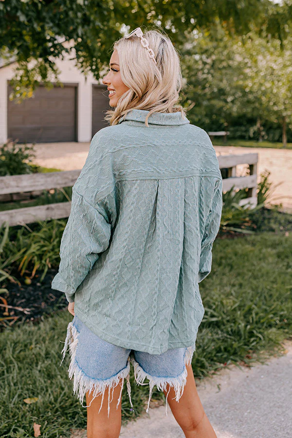 More To Say Cable Knit Light Weight Jacket In Pear - Image 4