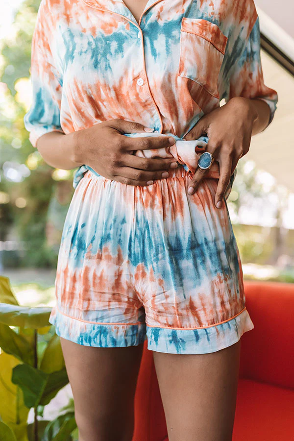 Morning Sunrise Tie Dye Shorts In Orange - Image 2