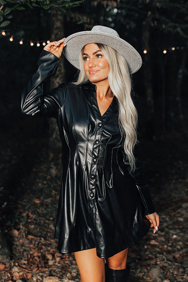 Mostly Amused Faux Leather Dress in Black - Image 8