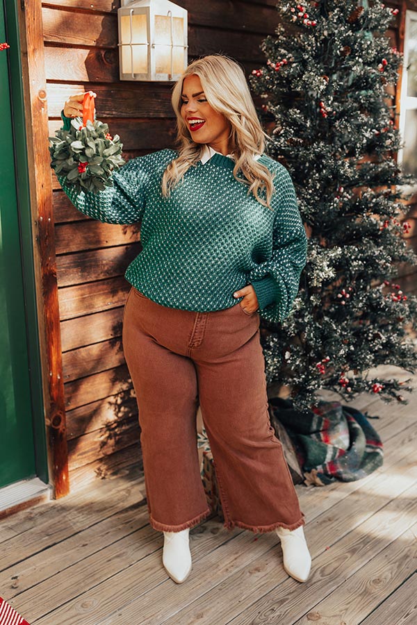 Mountain View Knit Sweater In Hunter Green Curves - Image 5