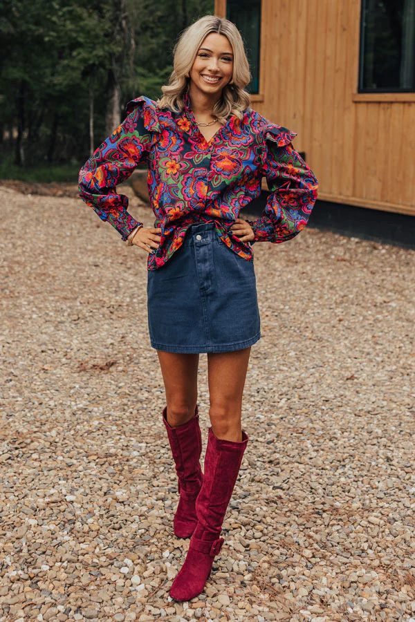 My Alma Mater Denim Skirt In Navy - Image 3
