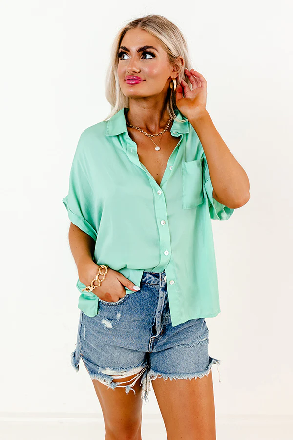 Name Of The Game Shift Top In Seaglass