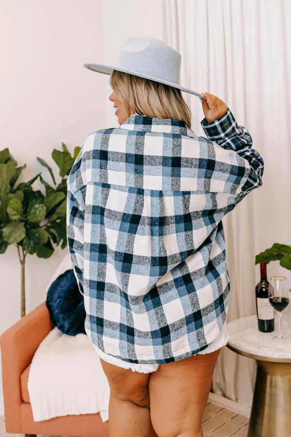 Nantucket Chill Plaid Jacket In Blue Curves - Image 8