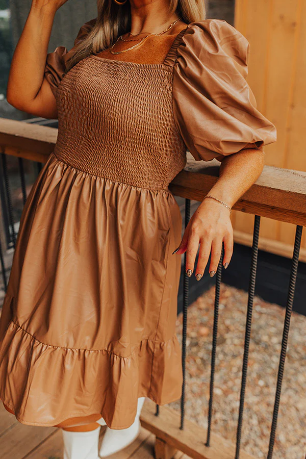 Naturally Radiant Faux Leather Smocked Dress Curves - Image 2