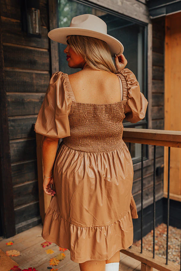 Naturally Radiant Faux Leather Smocked Dress Curves - Image 7