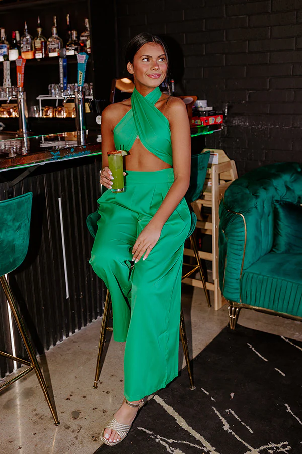 Nearly Famous Wrap Top In Green - Image 5