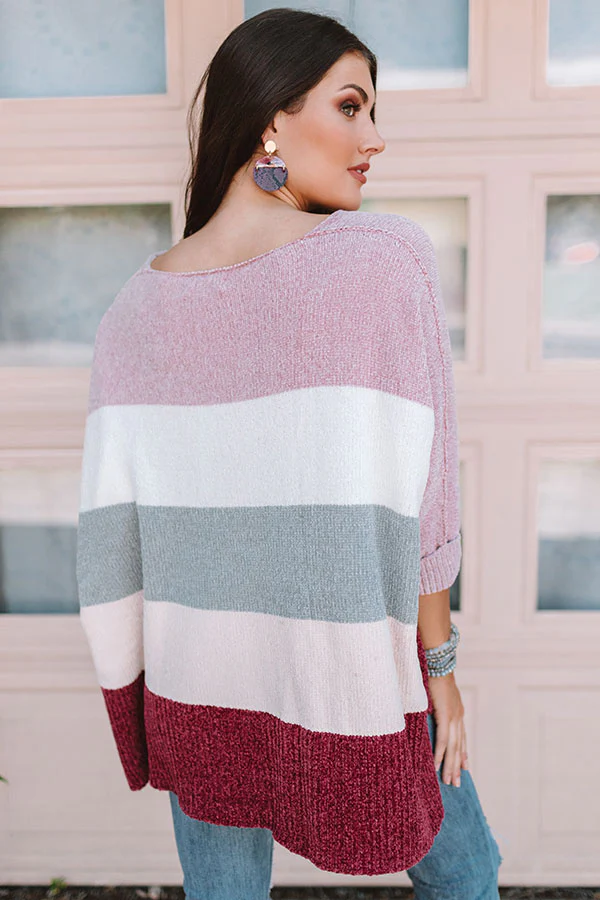 North Shore Chenille Color Block Sweater In Blush - Image 6
