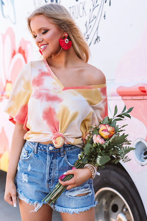 Ocean Obsessed Tie Dye Top In Orange - Image 2