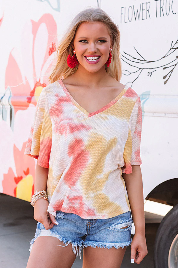 Ocean Obsessed Tie Dye Top In Orange - Image 3