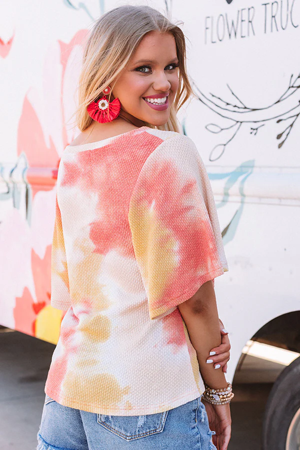 Ocean Obsessed Tie Dye Top In Orange - Image 4