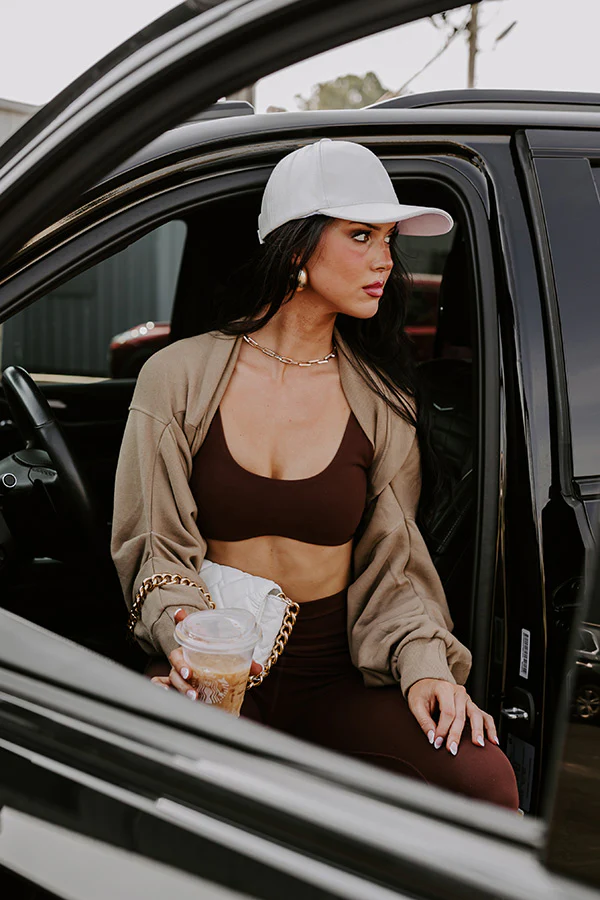 On The Daily Faux Leather Baseball Cap In White - Image 3