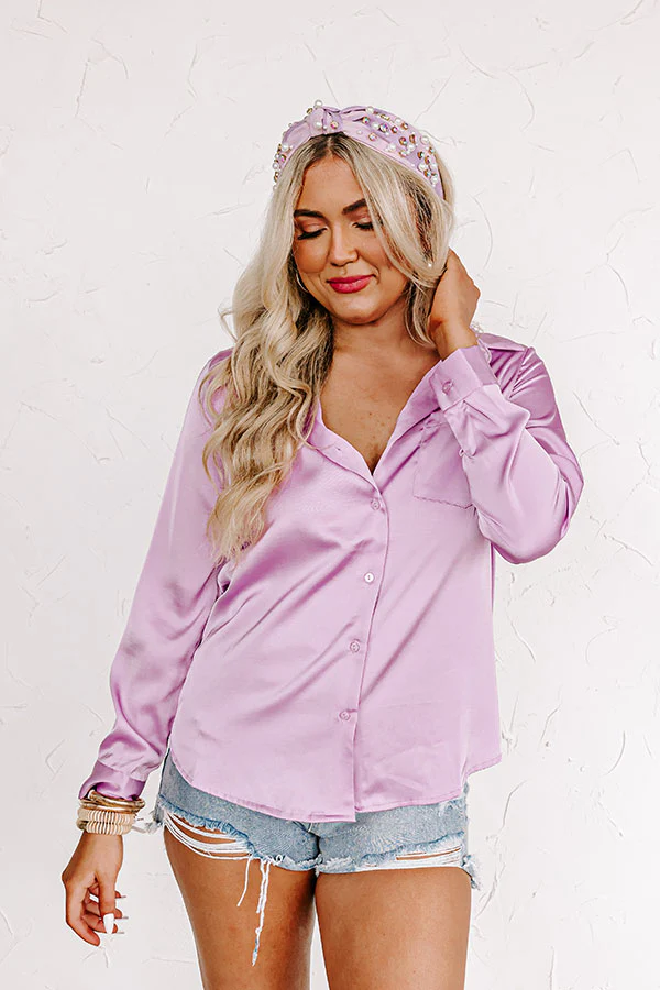 Once In A Lifetime Satin Top In Lavender - Image 5