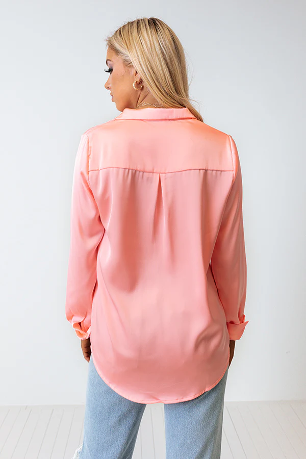 Once In A Lifetime Satin Top In Neon Pink - Image 8