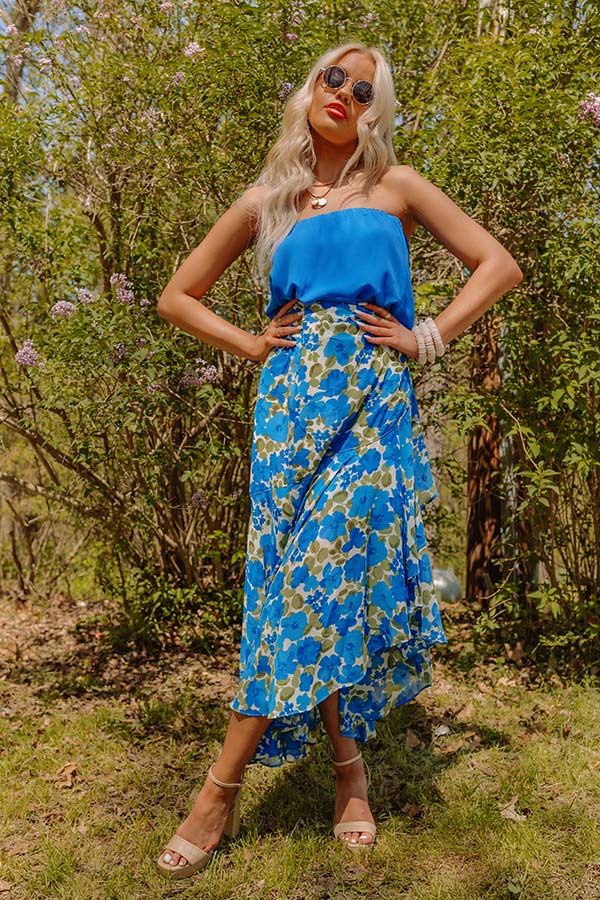 Only Sunshine Floral Skirt In Royal Blue - Image 5