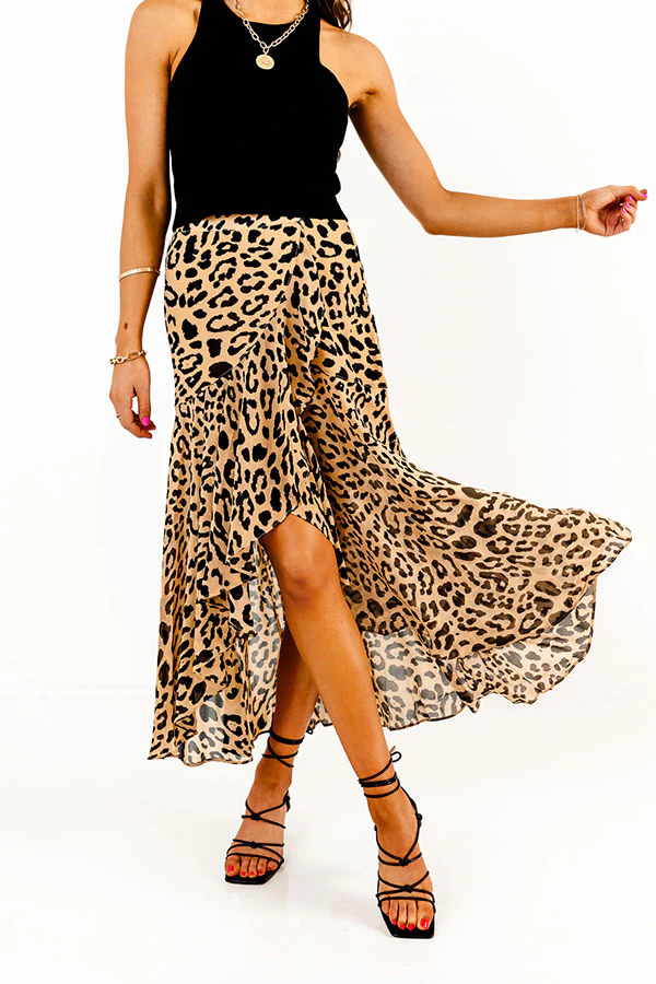 Only Sunshine Leopard Skirt In Iced Mocha - Image 2