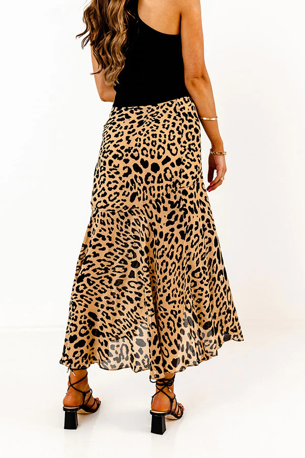 Only Sunshine Leopard Skirt In Iced Mocha - Image 3