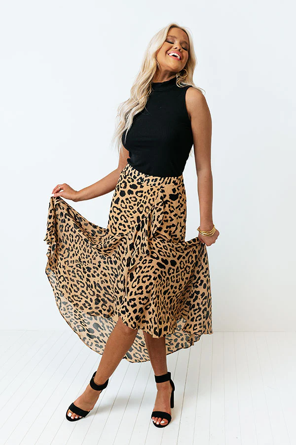 Only Sunshine Leopard Skirt In Iced Mocha - Image 4