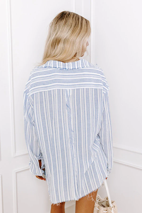 Out Of Line Button Up Top In Blue - Image 3