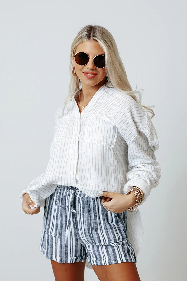 Out Of Line Button Up Top in White - Image 7
