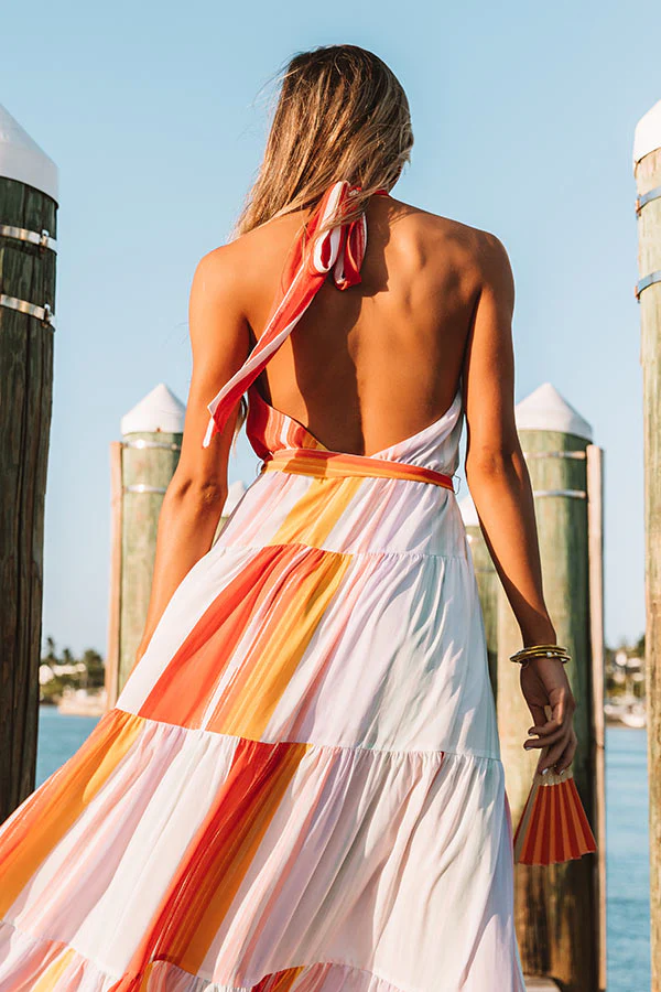 Paradise Passion Halter Maxi Dress in Tangerine - Image 5