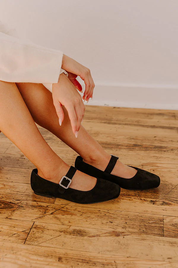 Paris Dreaming Faux Suede Flat in Black - Image 2
