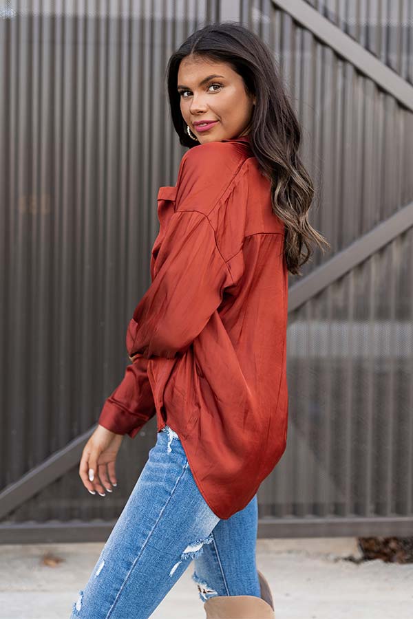 Pearls And Perfume Satin Shift Top in Rust - Image 3