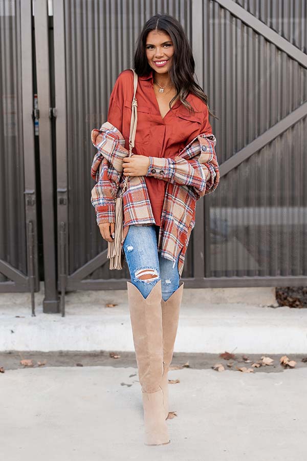 Pearls And Perfume Satin Shift Top in Rust - Image 5