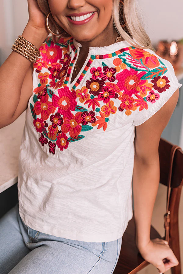 Pina Colada Kisses Embroidered Top - Image 6