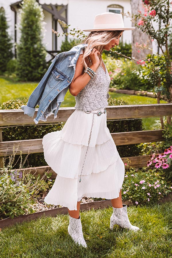 Pleated Pretty Midi Skirt In Ivory - Image 2
